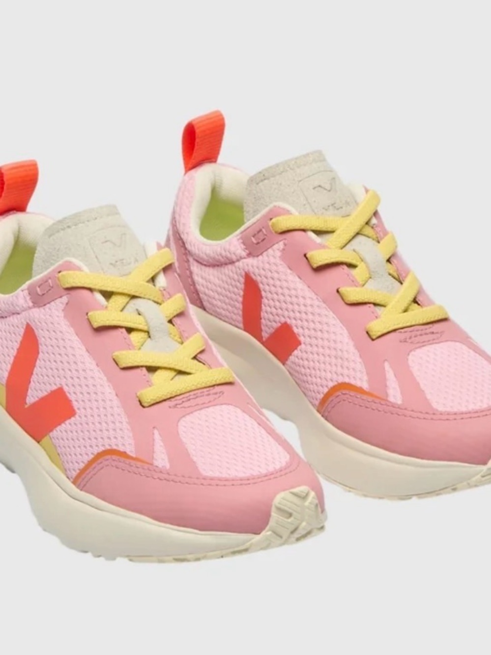 Veja Kids Pink Sneakers with Yellow Laces